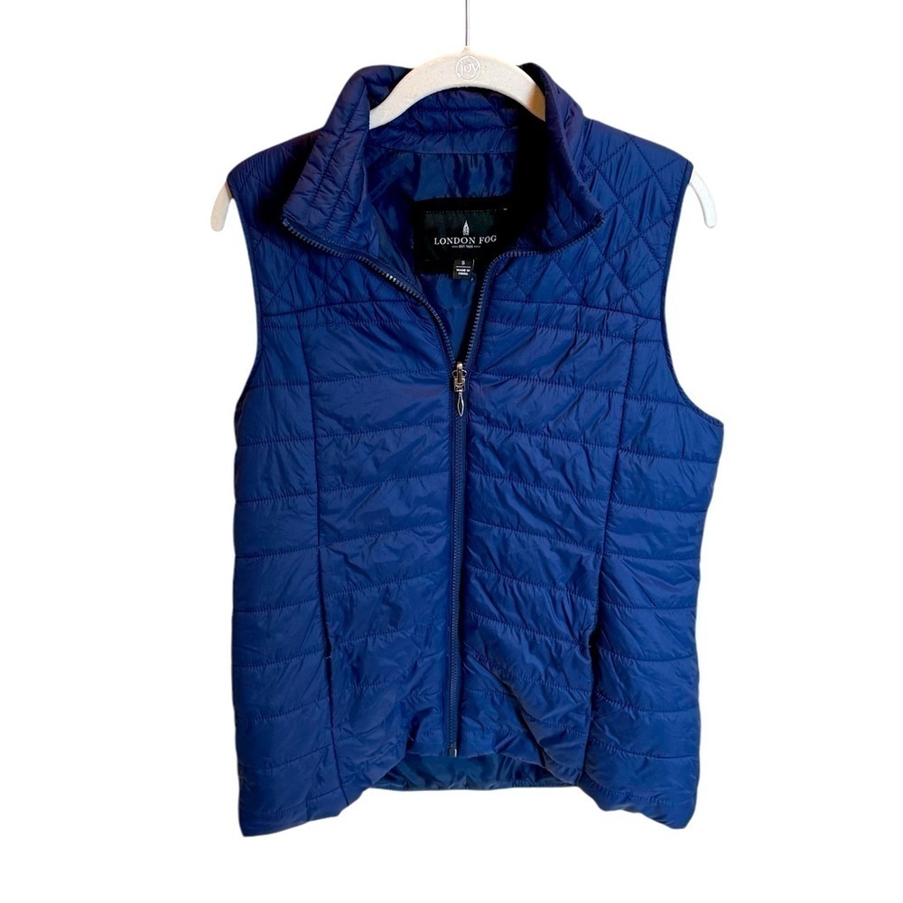 LONDON FOG Down Thin Puffer Vest Size Small Navy Blue Lightweight